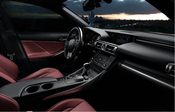 The dashboard and cabin of a car