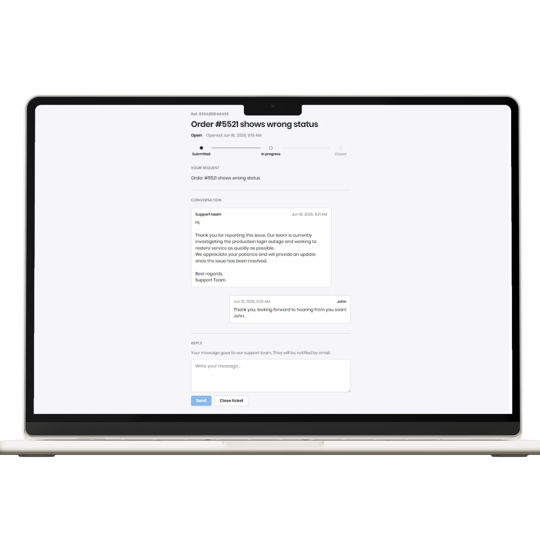 Customer stays on the live tracker